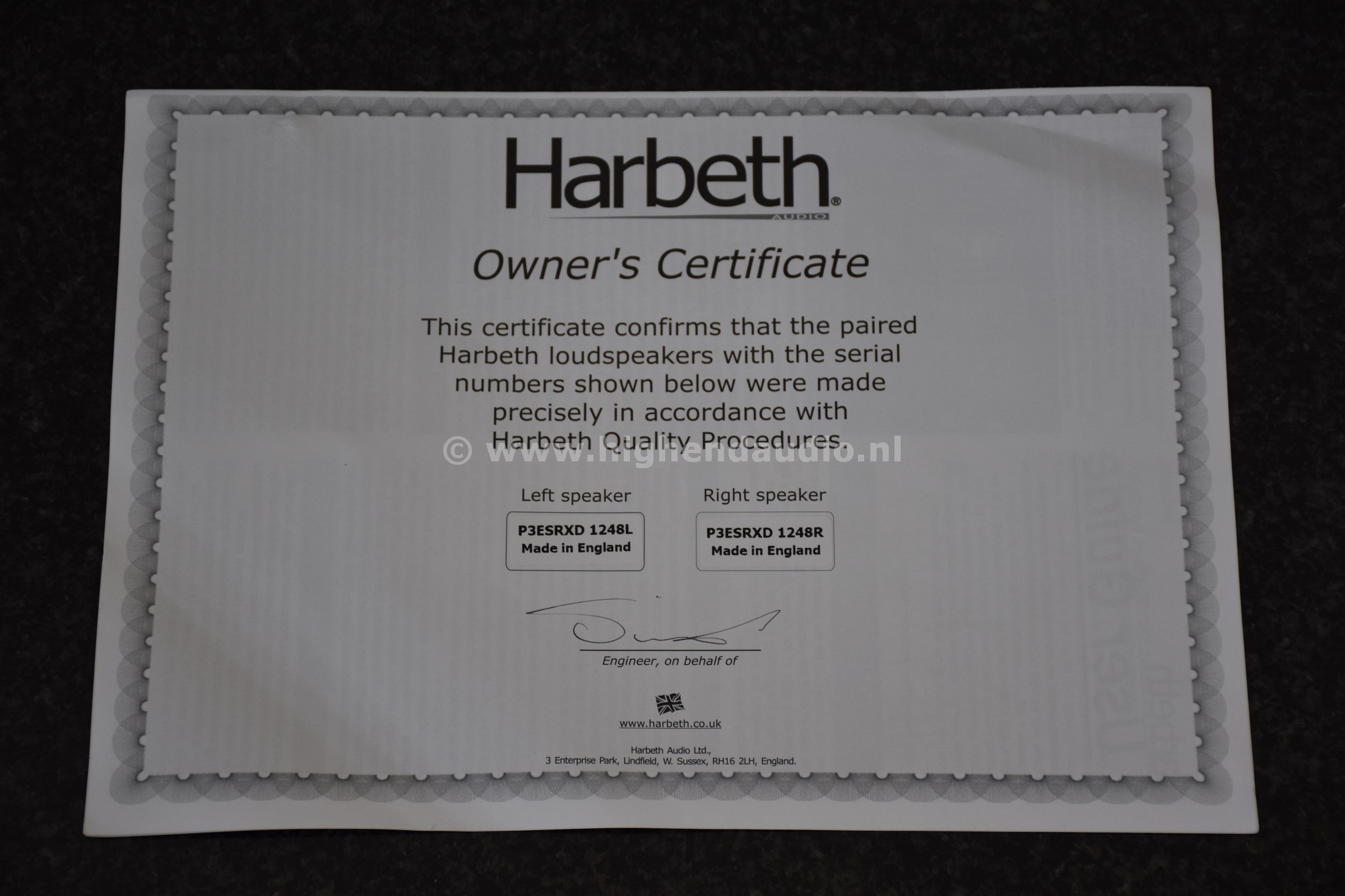 Harbeth-P3ESRXD-1248LR-certificatemanual_wm